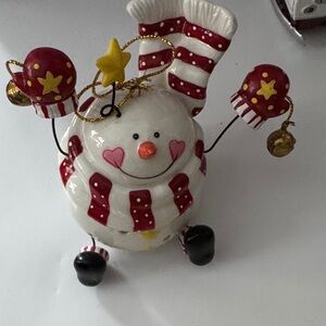 Cheerful Snowman Ornament with Red and White Accents